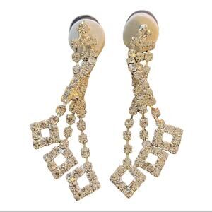 3 Strand Faux Diamond Dangle Wedding Prom Earrings